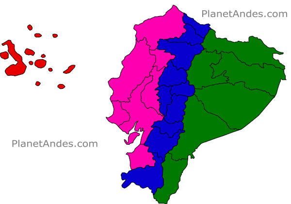 Regiones geográficas del Ecuador Mapa Ubicación PlanetAndes