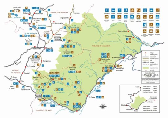 Cayambe-Coca National Park Map, Ecuador